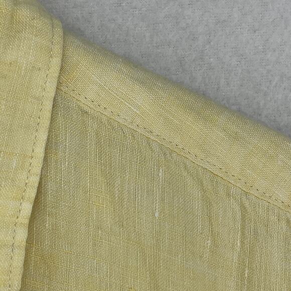 UNIQLO Shirt Mens L 100% Premium Linen Lightweight Button Up Long Sleeve Yellow - Picture 9 of 13